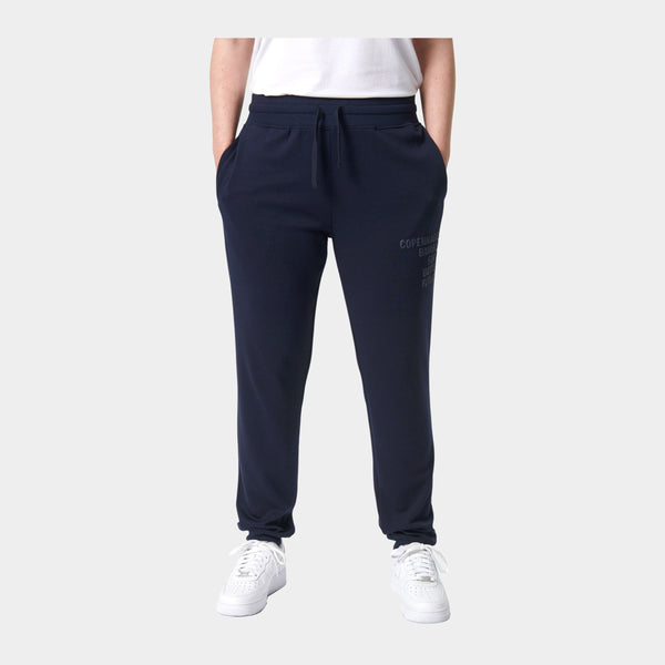 Navy bambu sweatpants med logga