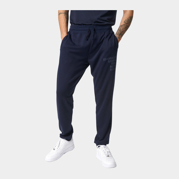 Navy bambu sweatpants med logga