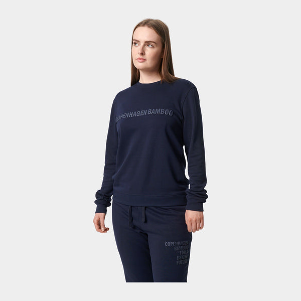 Navy bambu sweatshirt med logga