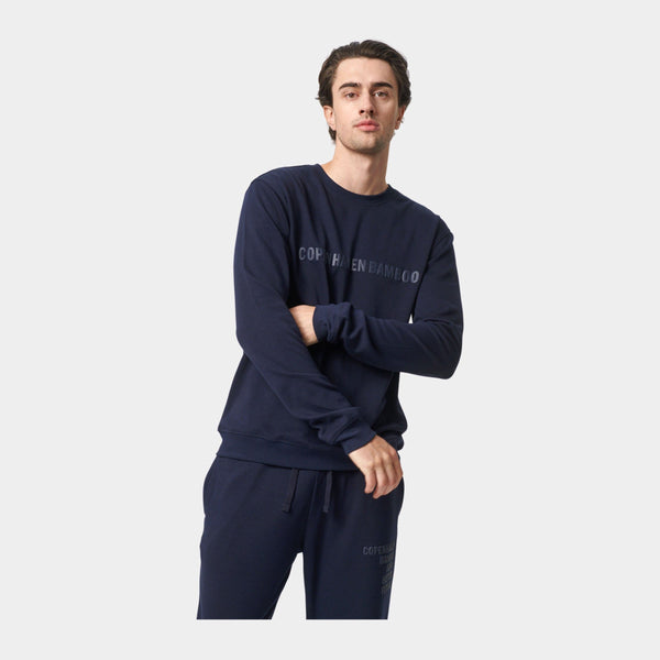 Navy bambu sweatshirt med logga