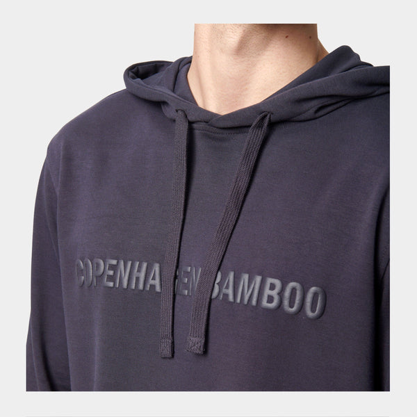 Mörkgrått bambu hoodie joggingset med logga