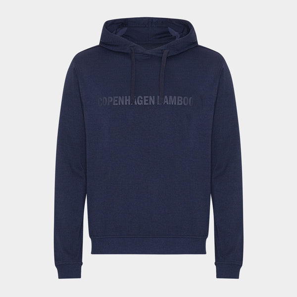 Navy bambu hoodie med logga