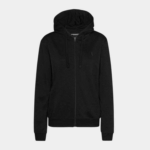 Svart bambu hoodie med dragkedja