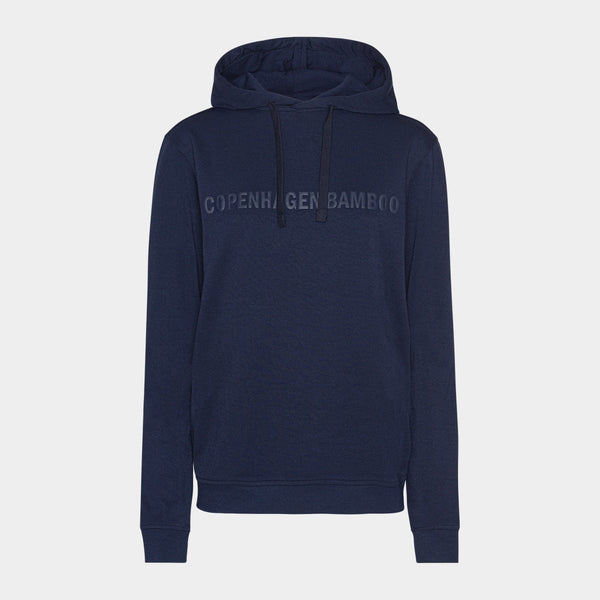 Navy bambu hoodie med logga