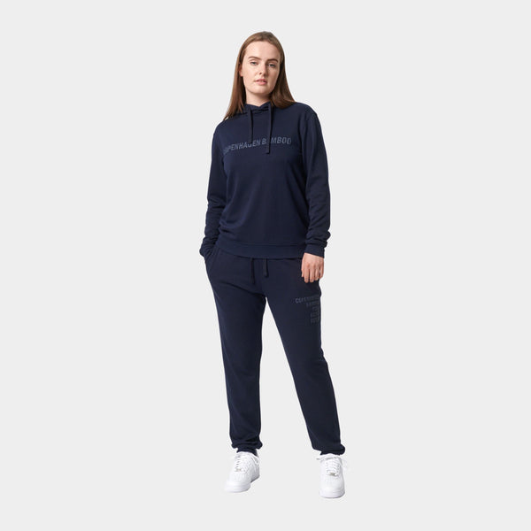 Navy bambu hoodie joggingset med logga