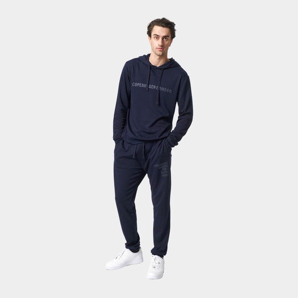 Navy bambu hoodie joggingset med logga