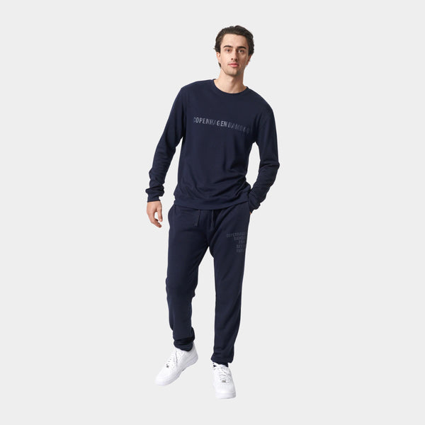 Navy bambu joggingset med logga