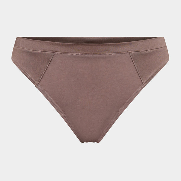 Taupe bambu stringtrosor med feminina detaljer