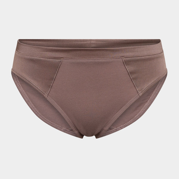 Taupe bambu taitrosor med feminina detaljer