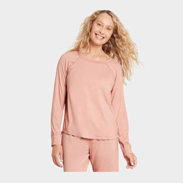 Rosa långärmad raglan bambu pyjamas tröja Boody